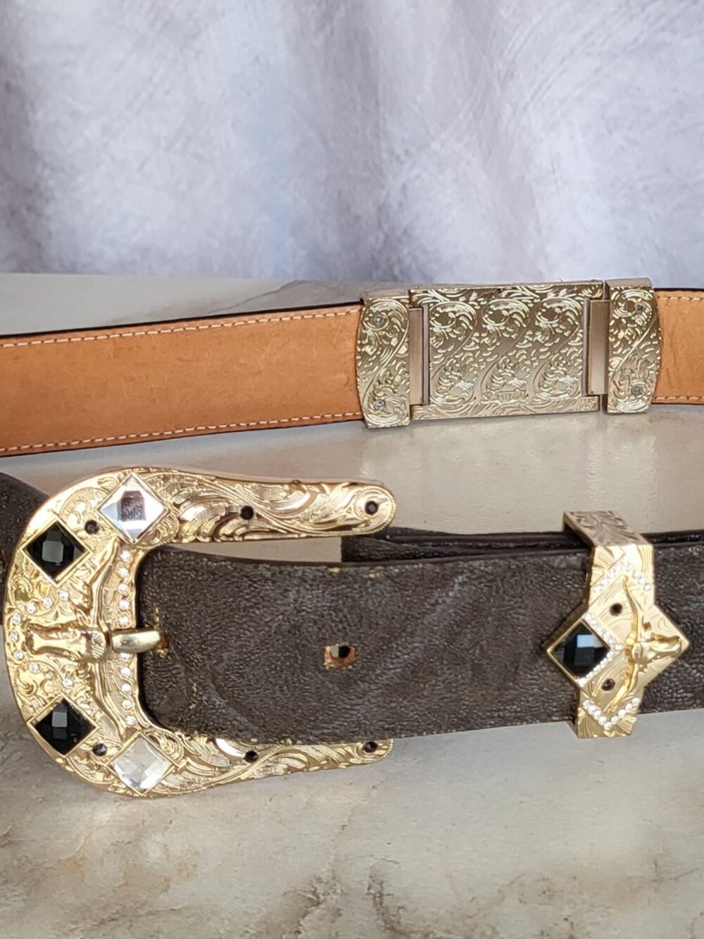 White Diamonds Genuine Elephant‎ Exotic Belt Men's 38 40 42 Long Horn Western